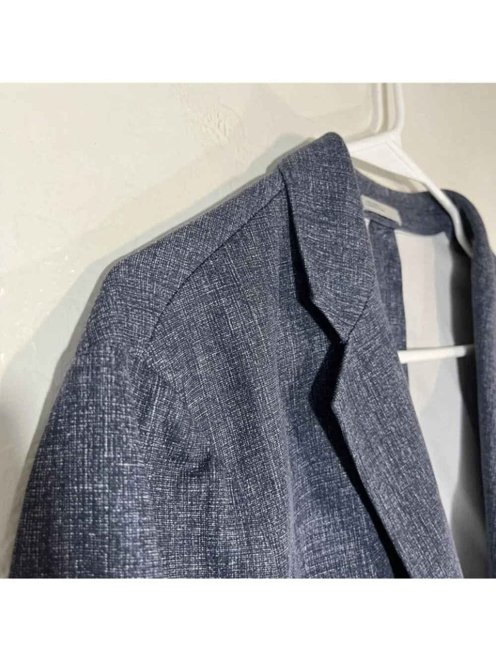Nordstrom Rack Suit Mens 36 Blue Tweed Polyester Stretch 2 Piece 34x30 Tapered